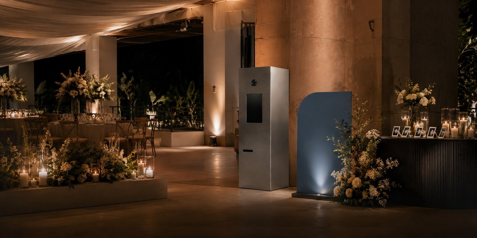 Meža booth integrated into an elegant wedding reception